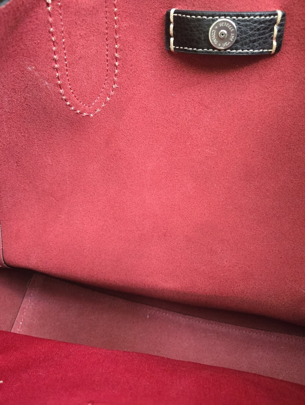 COACH Derby Tote Black Leather Red Suede Interior Back To School Laptop Bag 5866 - Picture 10 of 13